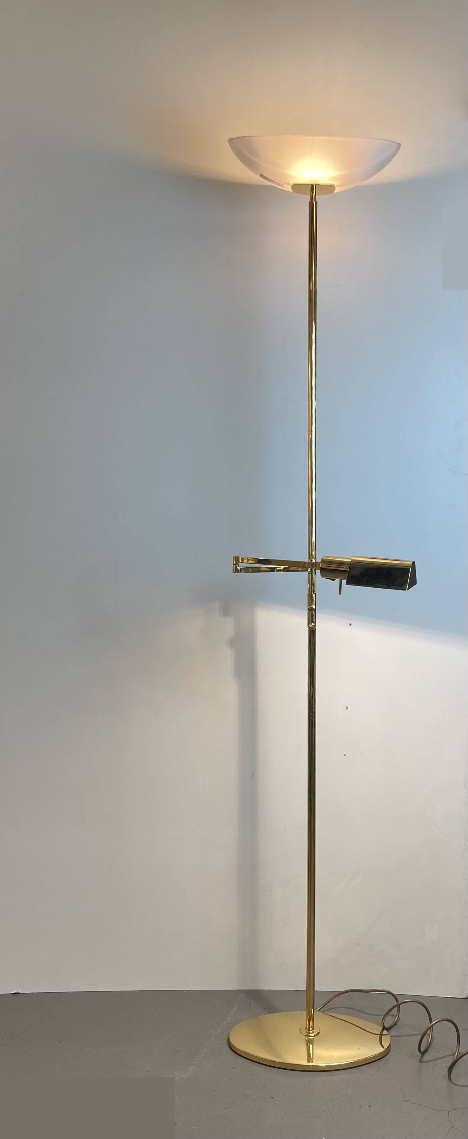 Brass & Opaline Floor Lamp by Milan, Spain, 1980s