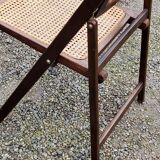 Set of 4 folding chairs wood and canning of the 70s