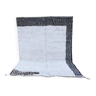 Black and white Moroccan Berber rug, traditionally handmade.