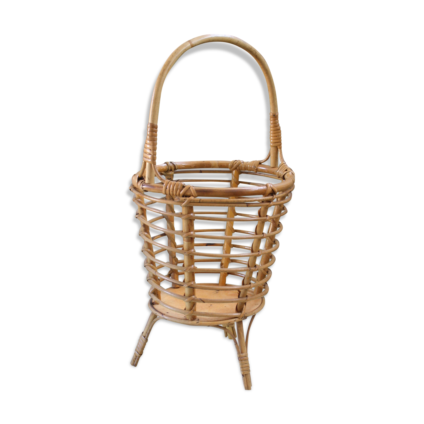 Travailleuse rotin vintage