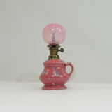 kerosene lamp faience /signed EF/vintage