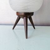 Danish vintage wooden tripod table lamp, 1970