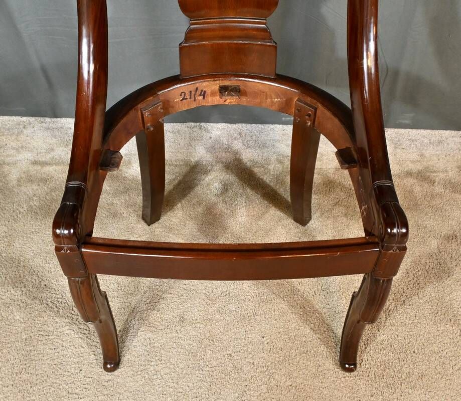 Set of 4 Gondola Chairs in Mahogany, Restoration period – Part 1, 19th century