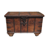 Wooden chest on wheels & wrought iron fittings - nineteenth century