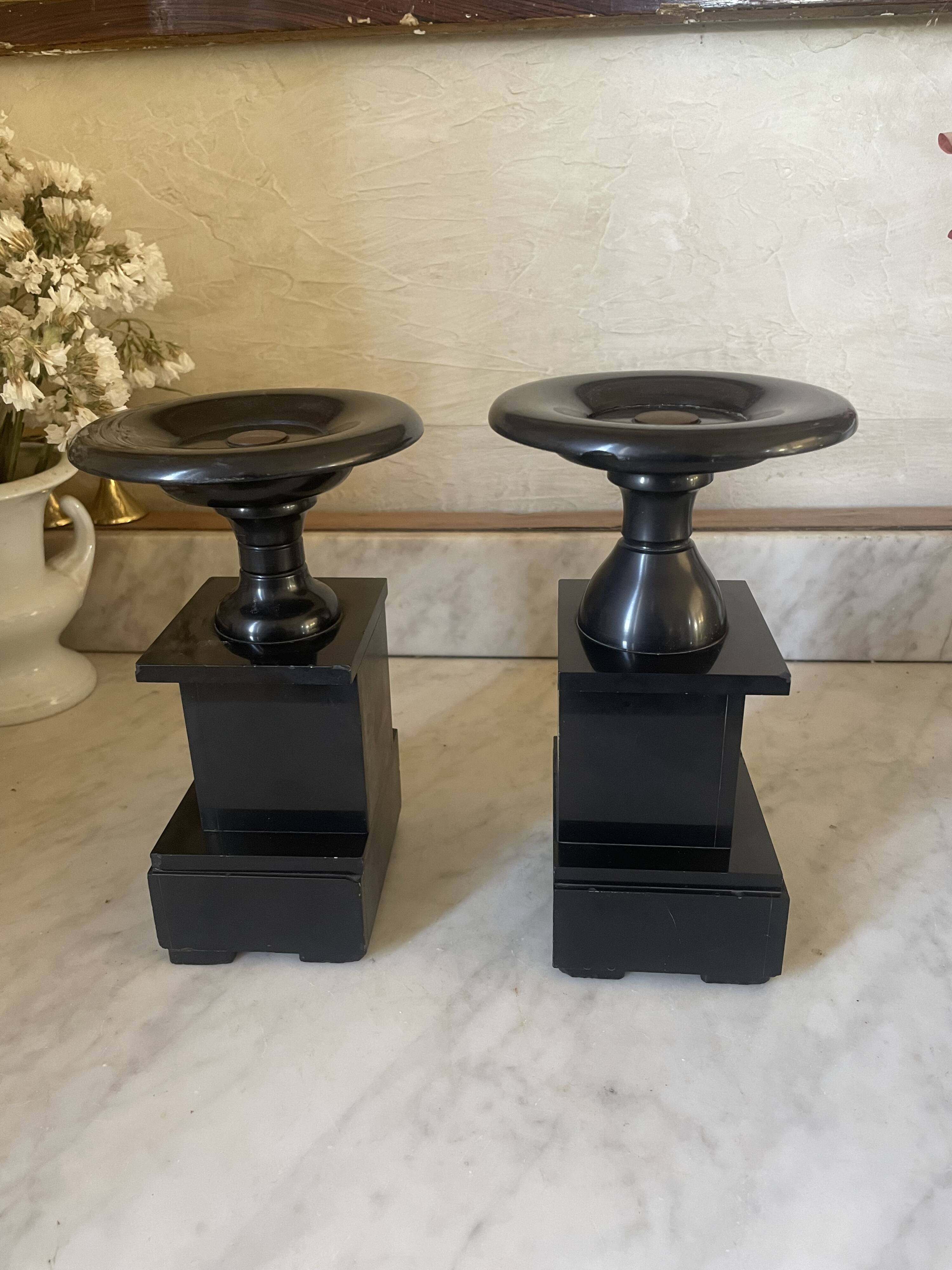 Old pair of marble vase bookends.