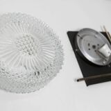 1960 wall light, black metal glass and gold brass rods