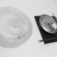 1960 wall light, black metal glass and gold brass rods