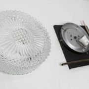 1960 wall light, black metal glass and gold brass rods