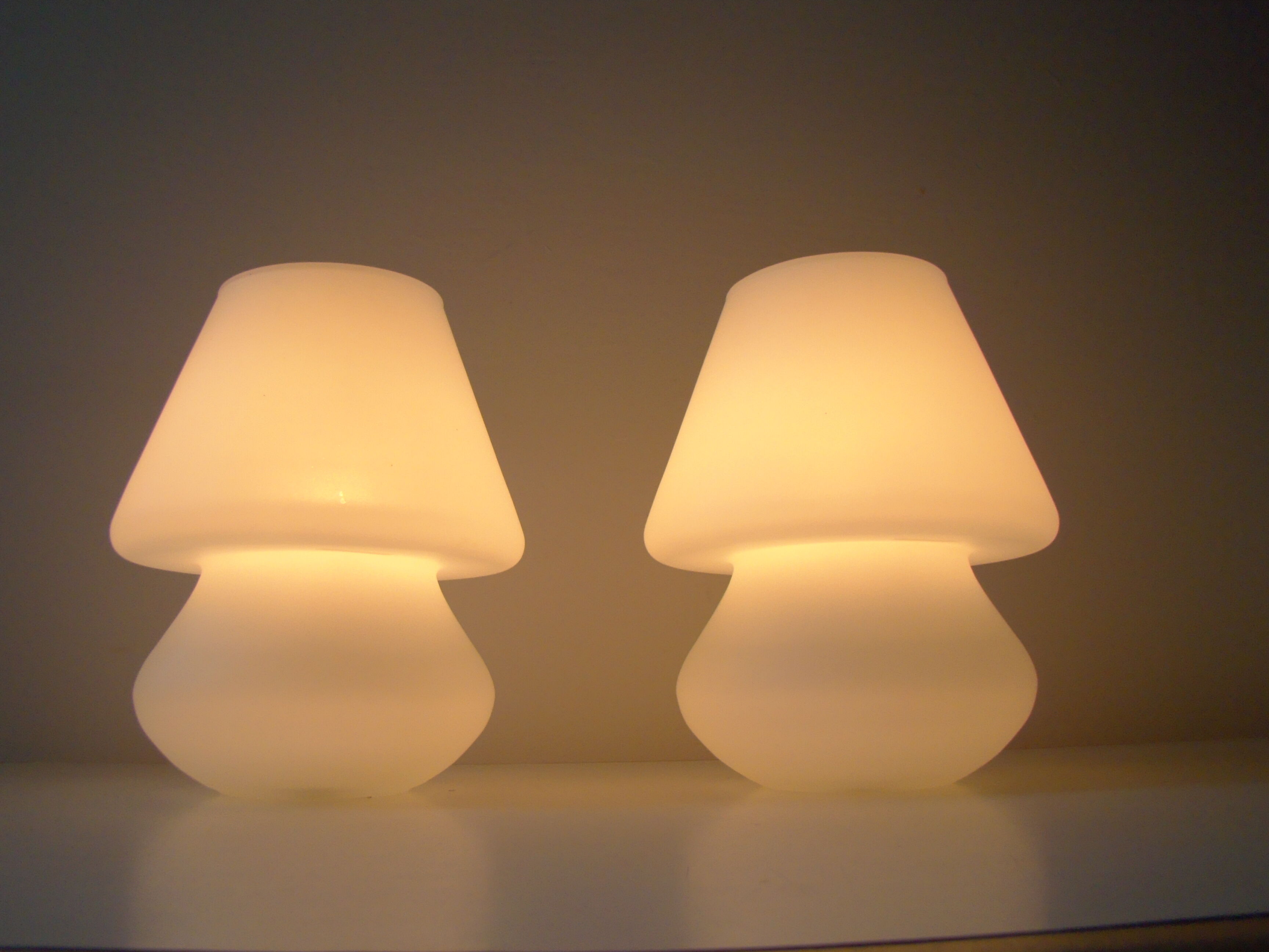 Pair of vintage white SCE lamps