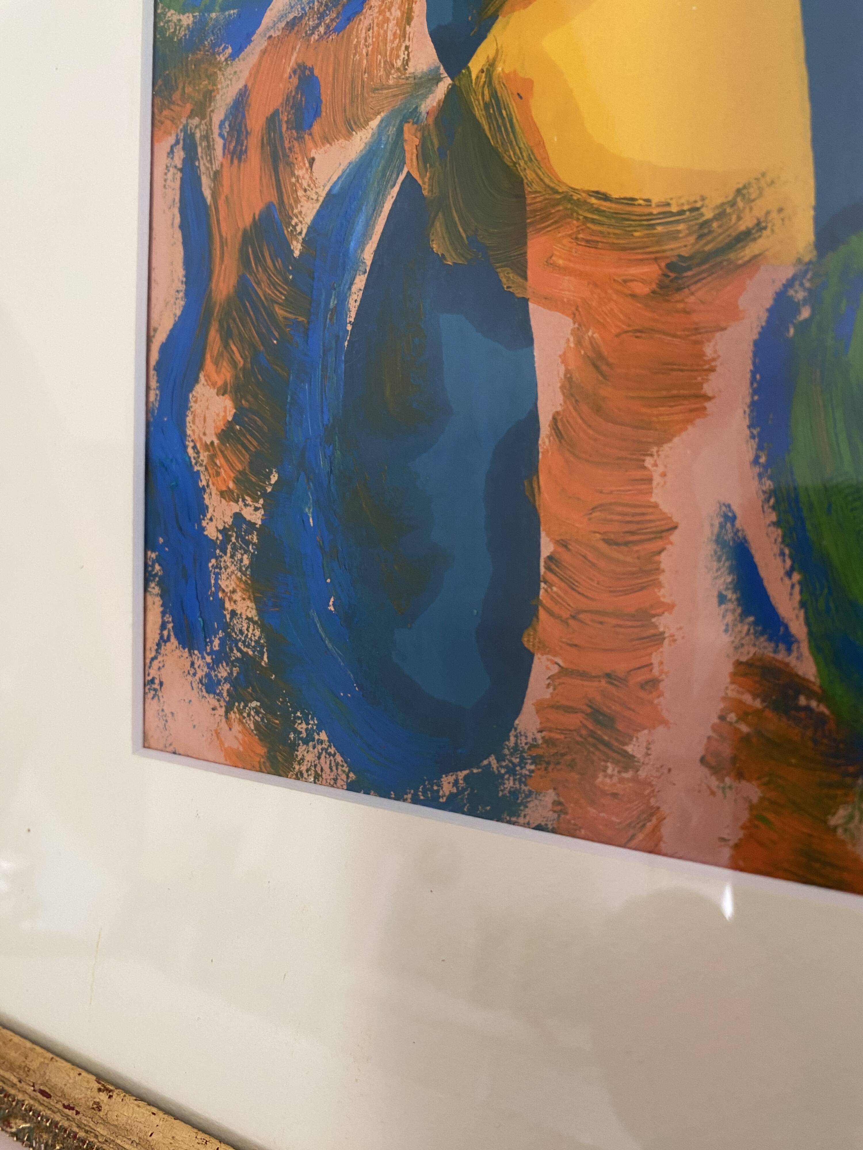 Oil on paper, wooden frame, glass