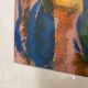Huile sur papier, cadre bois, vitre