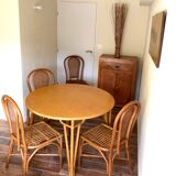 Table set and 4 rattan chairs