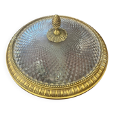 Ancien plafonnier  en bronze et cristal taillé pointes de diam