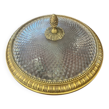 Ancien plafonnier  en bronze et cristal taillé pointes de diam