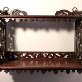 Carved wooden wall shelf H24cm