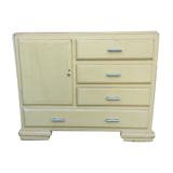 Buffet convenient vintage Mado lacquered white beige in good condition.