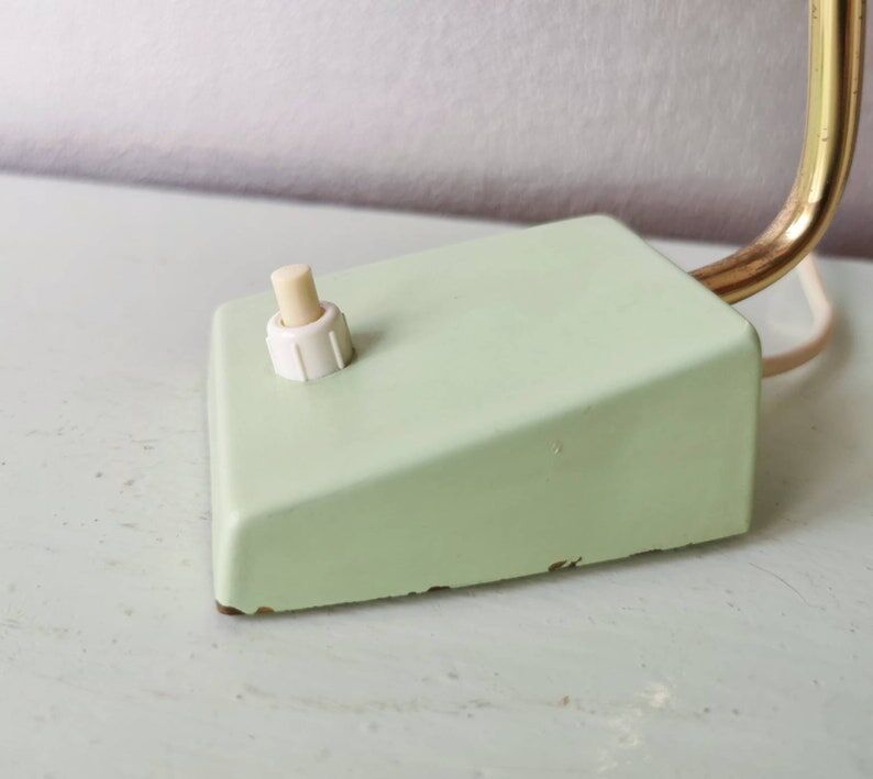 Night light 1970 pastel green with gold, France