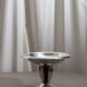 Vintage fruit bowl in silver metal and wood