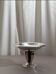 Vintage fruit bowl in silver metal and wood