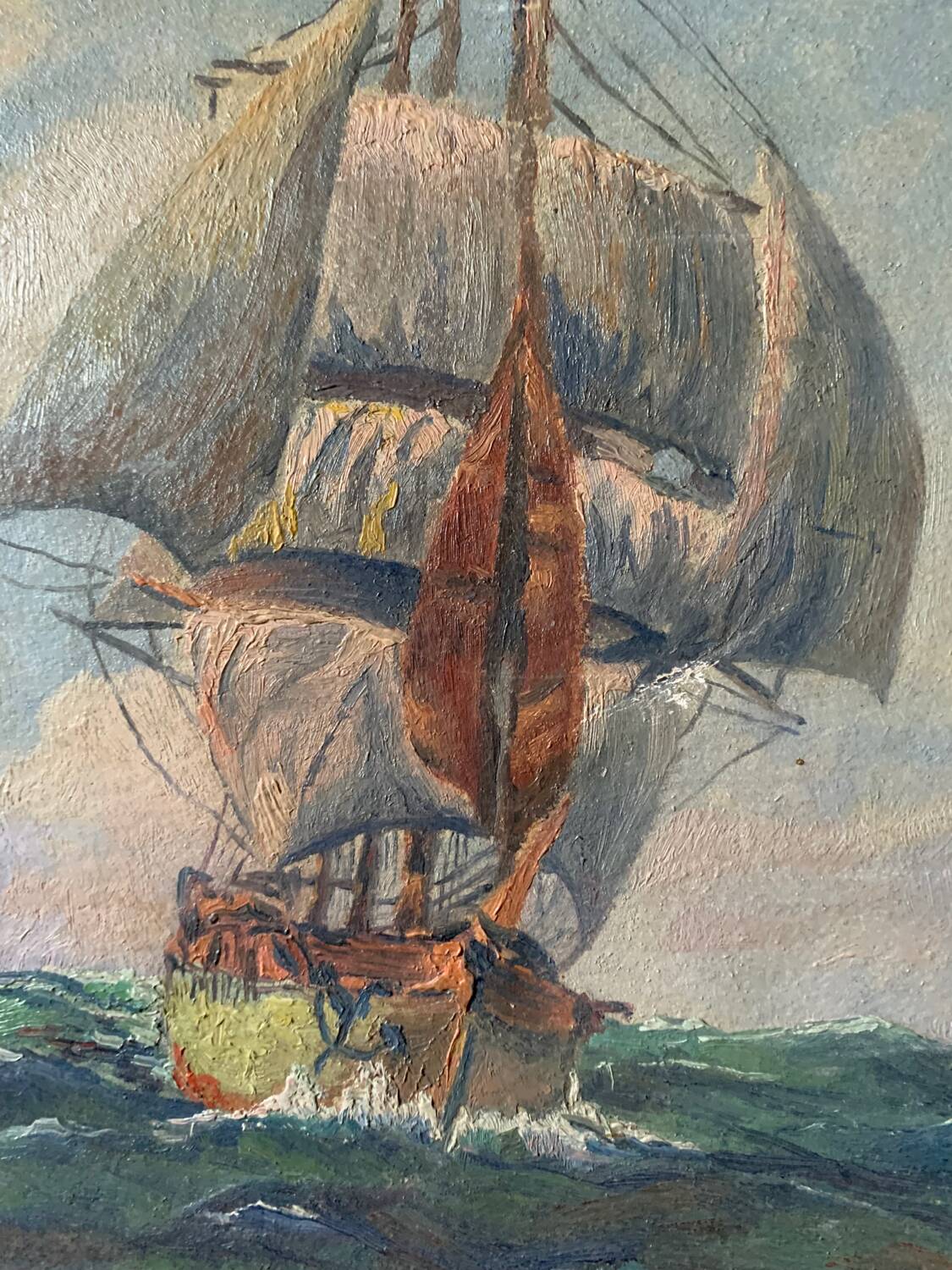 Oil painting on marine panel