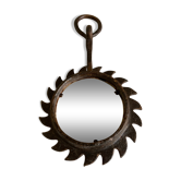 Miroir soleil brutaliste en fer battu 1970