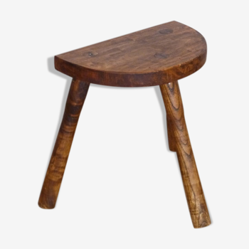 Tabouret de ferme tripode en chene 1960