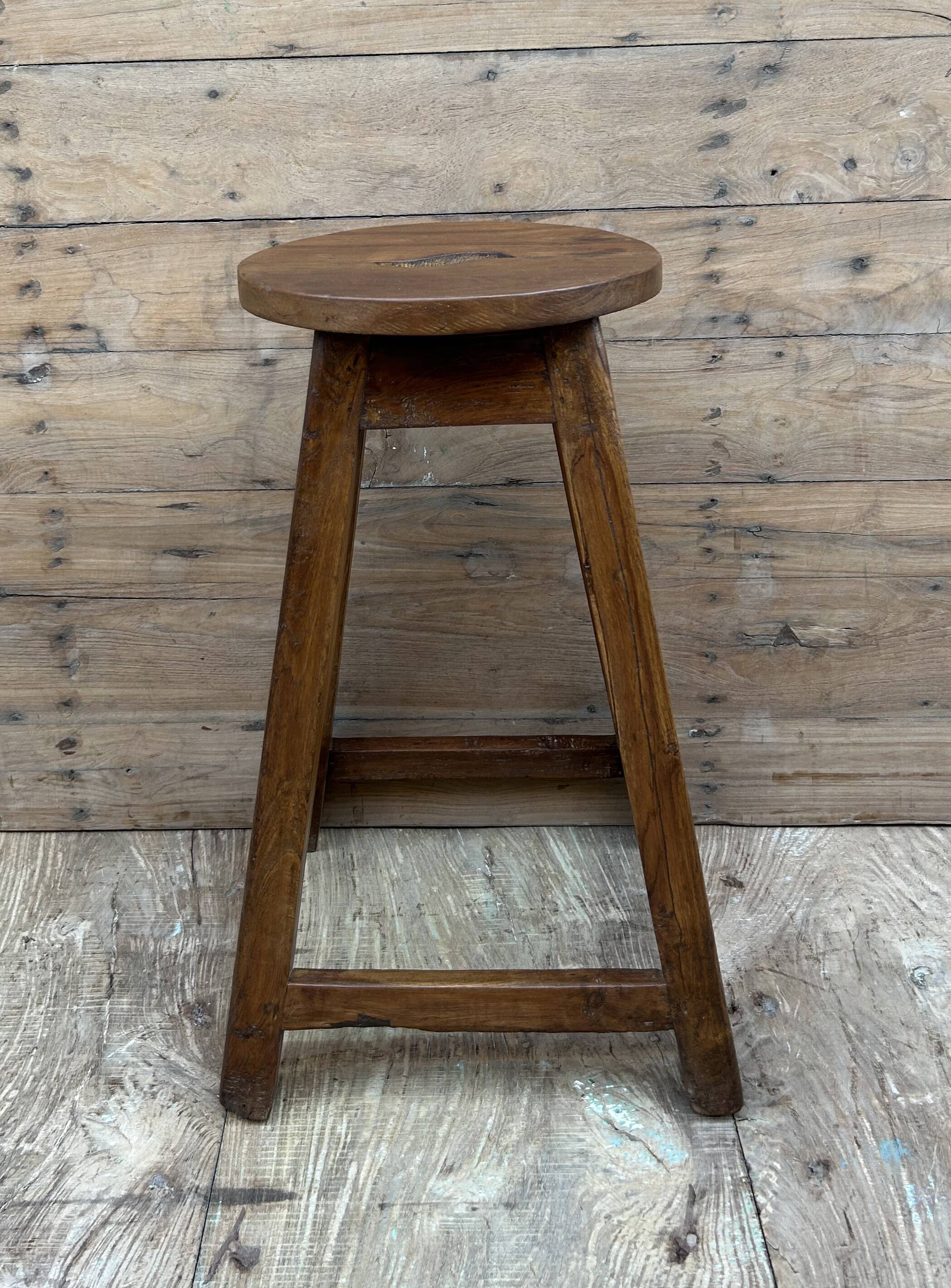 Solid teak workshop stool