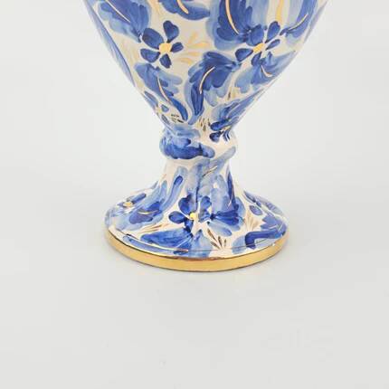 Large blue and gold vase in earthenware H.Bequet bohemian style