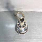 Vintage electrified candleholders in painted ceramic octagonal foot