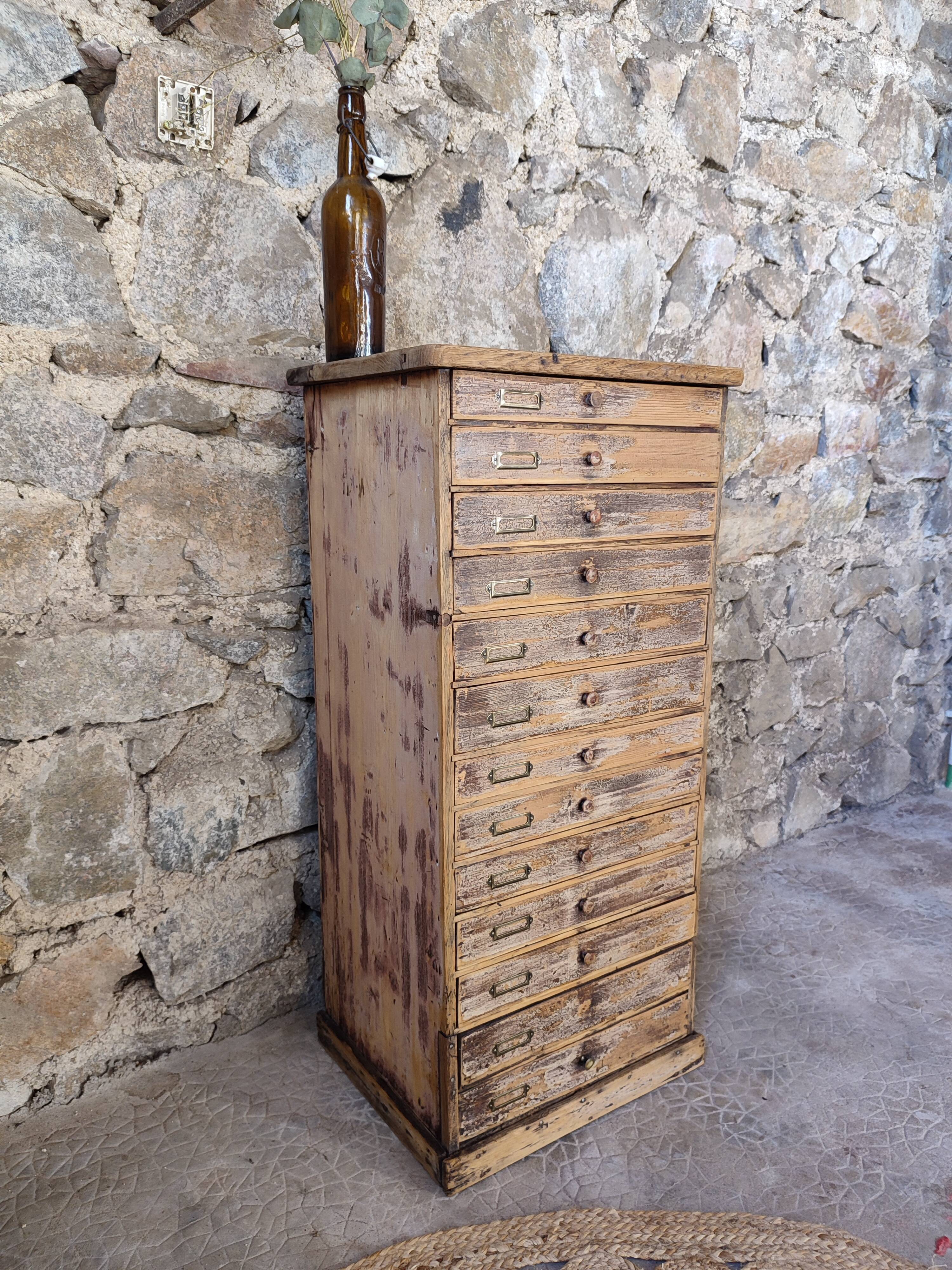 Antique loom furniture watchmaker's layette