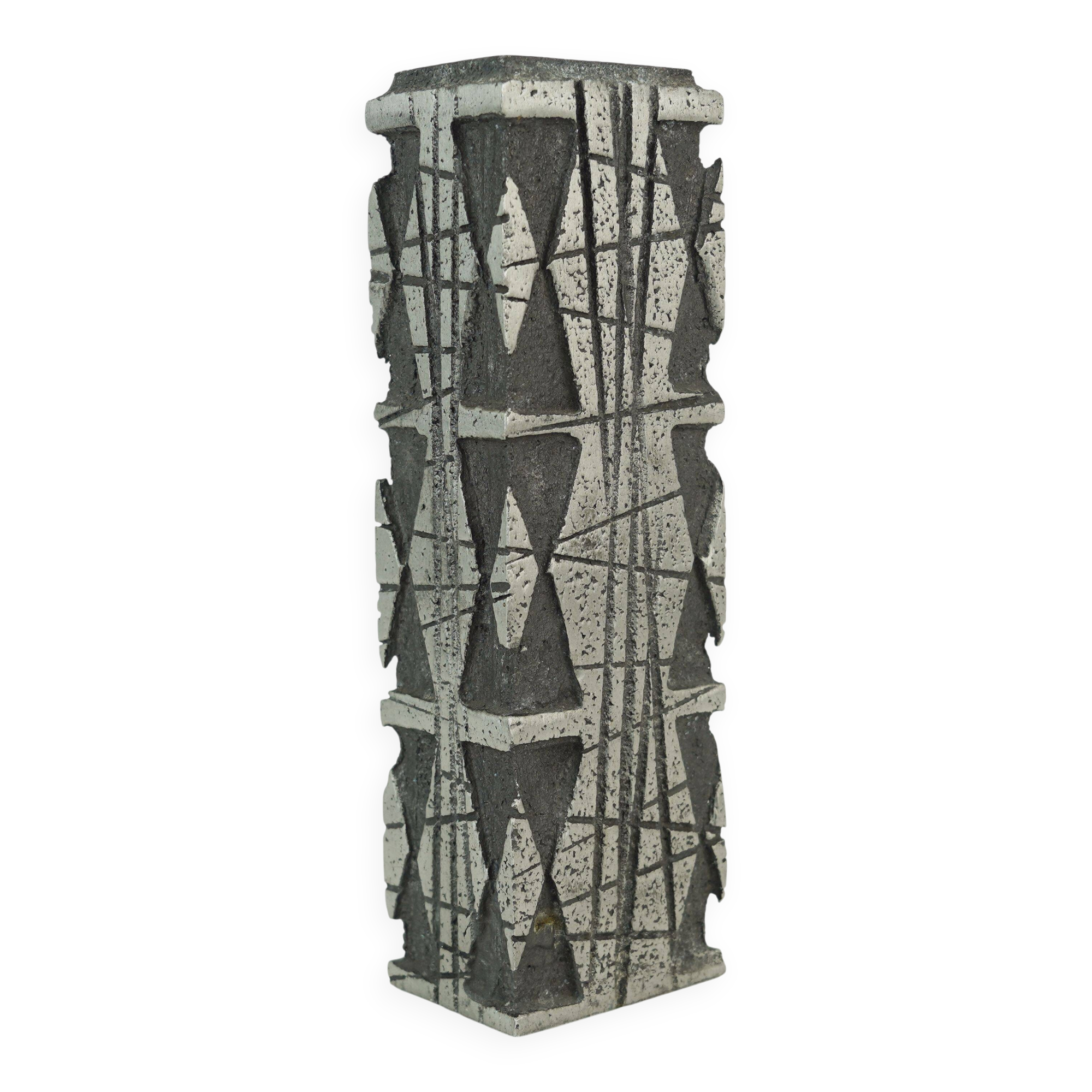 rare brutalist mid century VASE made of cast aluminum casper studioguss 70s