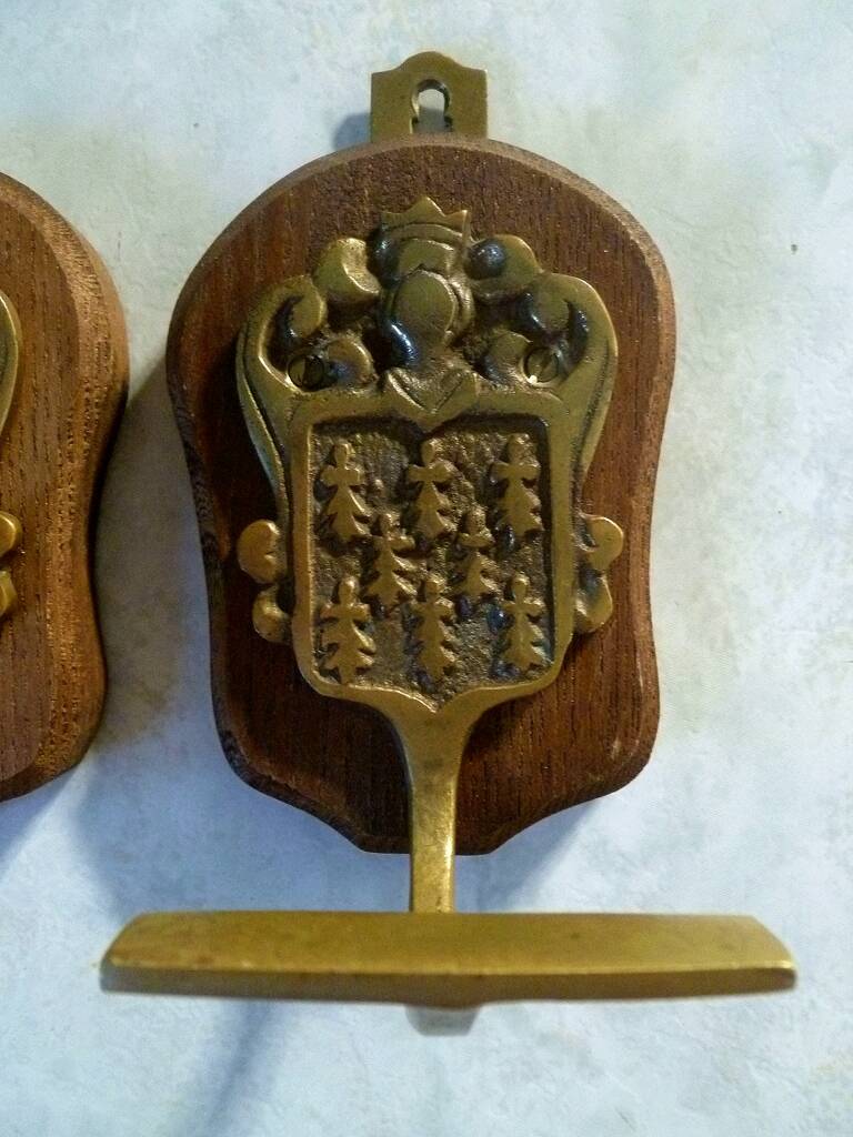 pair of vintage brass hooks