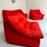 Living room sofa and 2 armchairs French design Steiner 70s vintage fabric