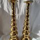 Pair of brass altar candlesticks, mid-20th century