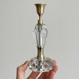 Vintage crystal and brass candlestick