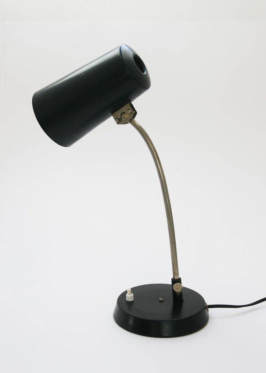 Lampe de table noire des années 60, style milieu de siècle.