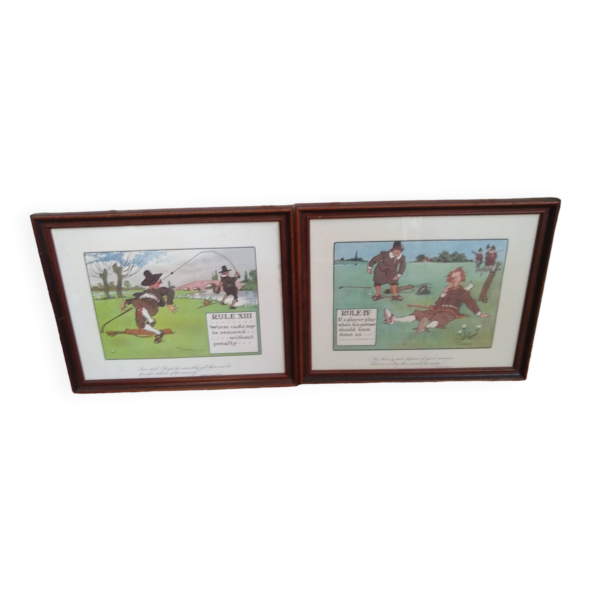 Lot de deux gravures : les règles du golf d'après ch.Crombie