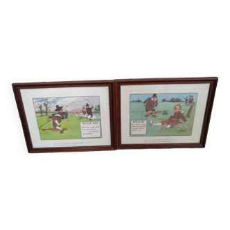 Set of two engravings: the rules of golf after Ch.Crombie