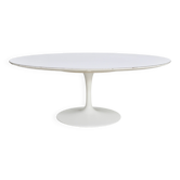 Knoll coffee table, Eero Saarinen, "tulip" model, white melamine wood. Signed, USA, circa 1960
