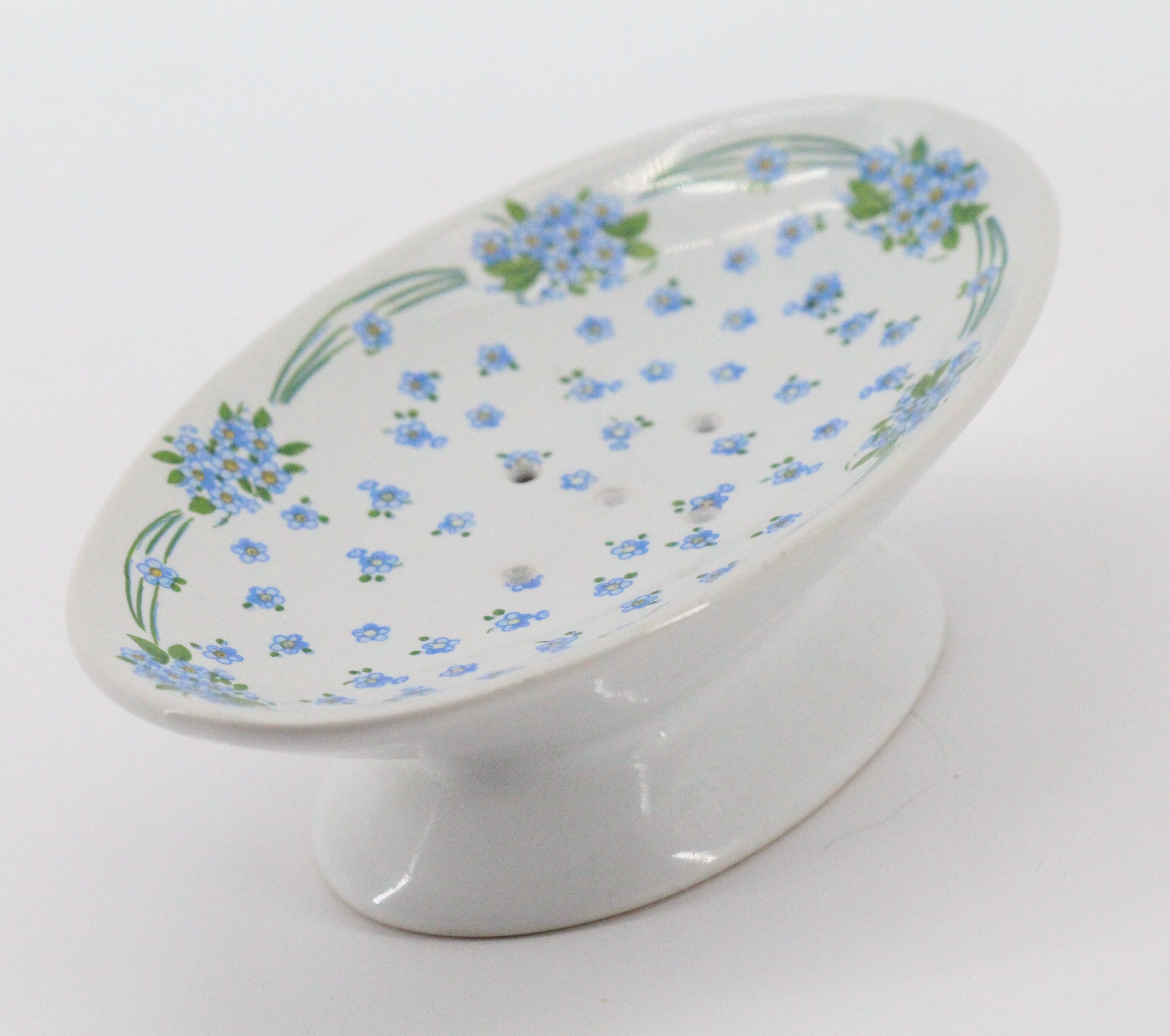 Soap holder flowers forget-me-not ceramic