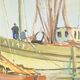Oil Painting on Hardboard “Trawler and Tuna Boats”, signed G.Lhermitte – Mid 20th century