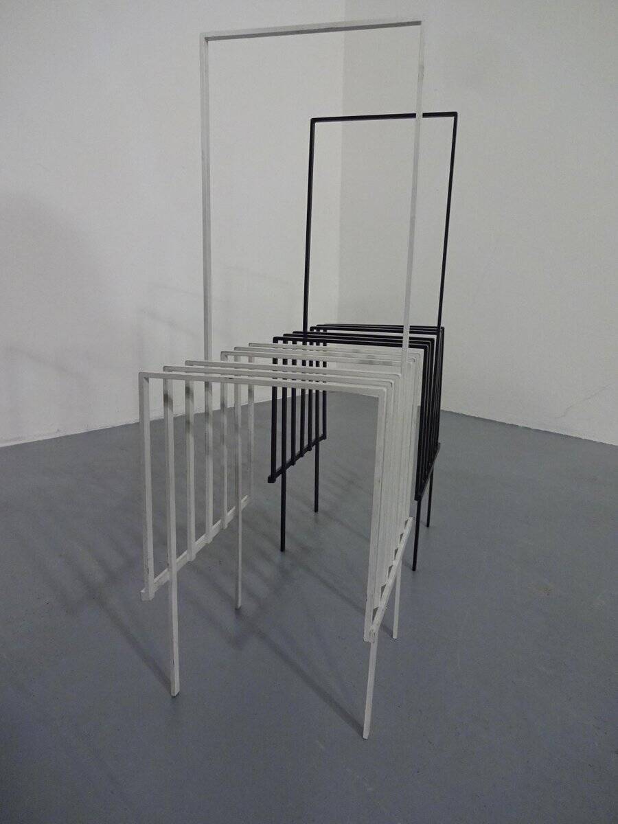 Steel magazine or record racks, 1960s, set of 2
