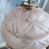 Art Deco globe opalin pink beaded lamp, 1920/30s