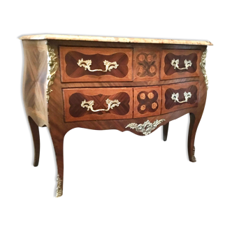 Louis XV-style dresser in marquetry and bronze