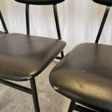 SET of 4 Vintage School Chairs /Black Leather / STOL Kamnik 80s Yugoslavia