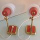 Pair of bedside lamps in structured white opaline and brass, vintage 60