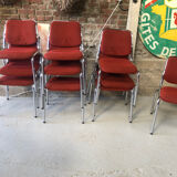 Set of 10 vintage chrome and fabric chairs