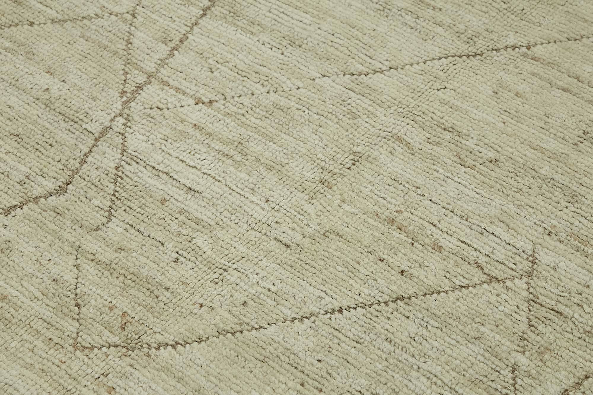 Handwoven Turkish Rustic 206 cm x 295 cm Beige Wool Carpet