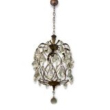 Vintage drop pendant in crystal, 1950s