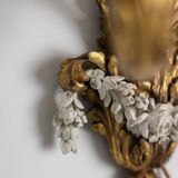 Pair of Louis XVI style wall lights in gilded and lacquered wood. Circa 1900.